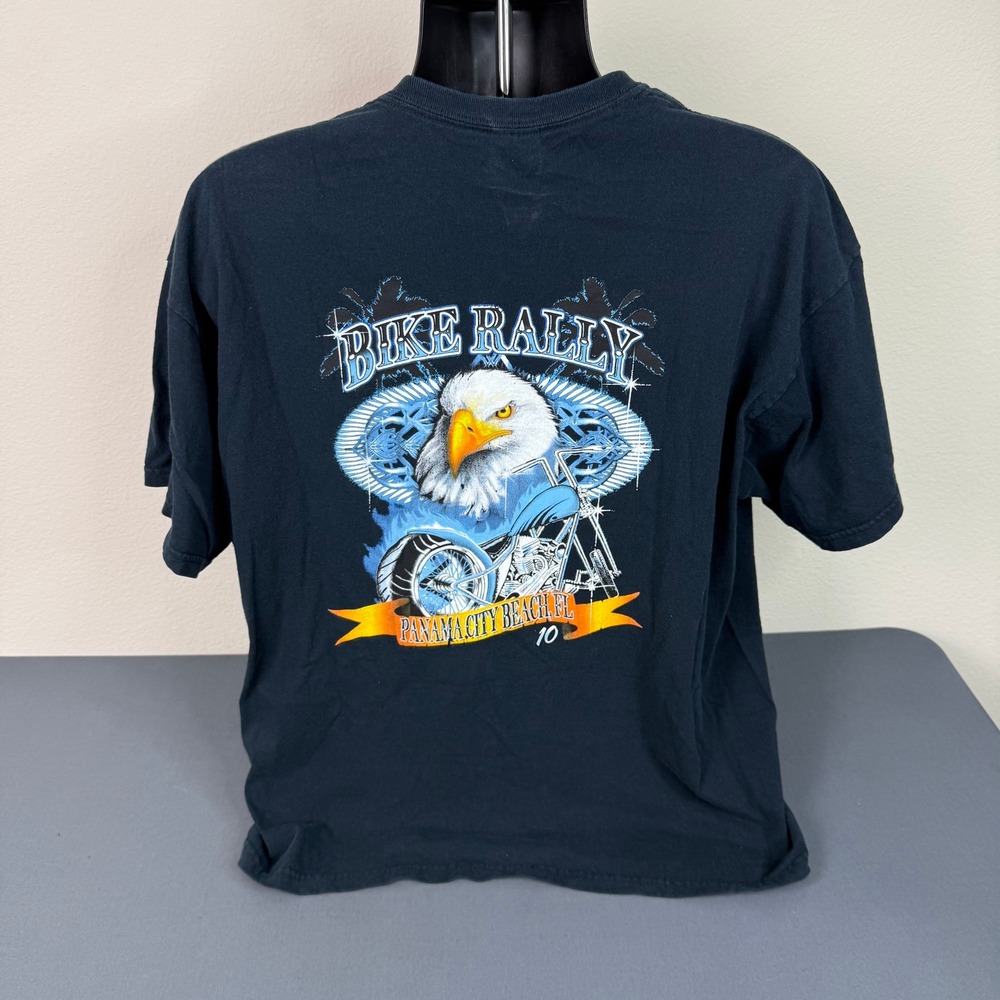 Gildan T-Shirt Mens XL 2010 Bike Rally Panama City Beach FL Eagle Graphic Black - Picture 5 of 6